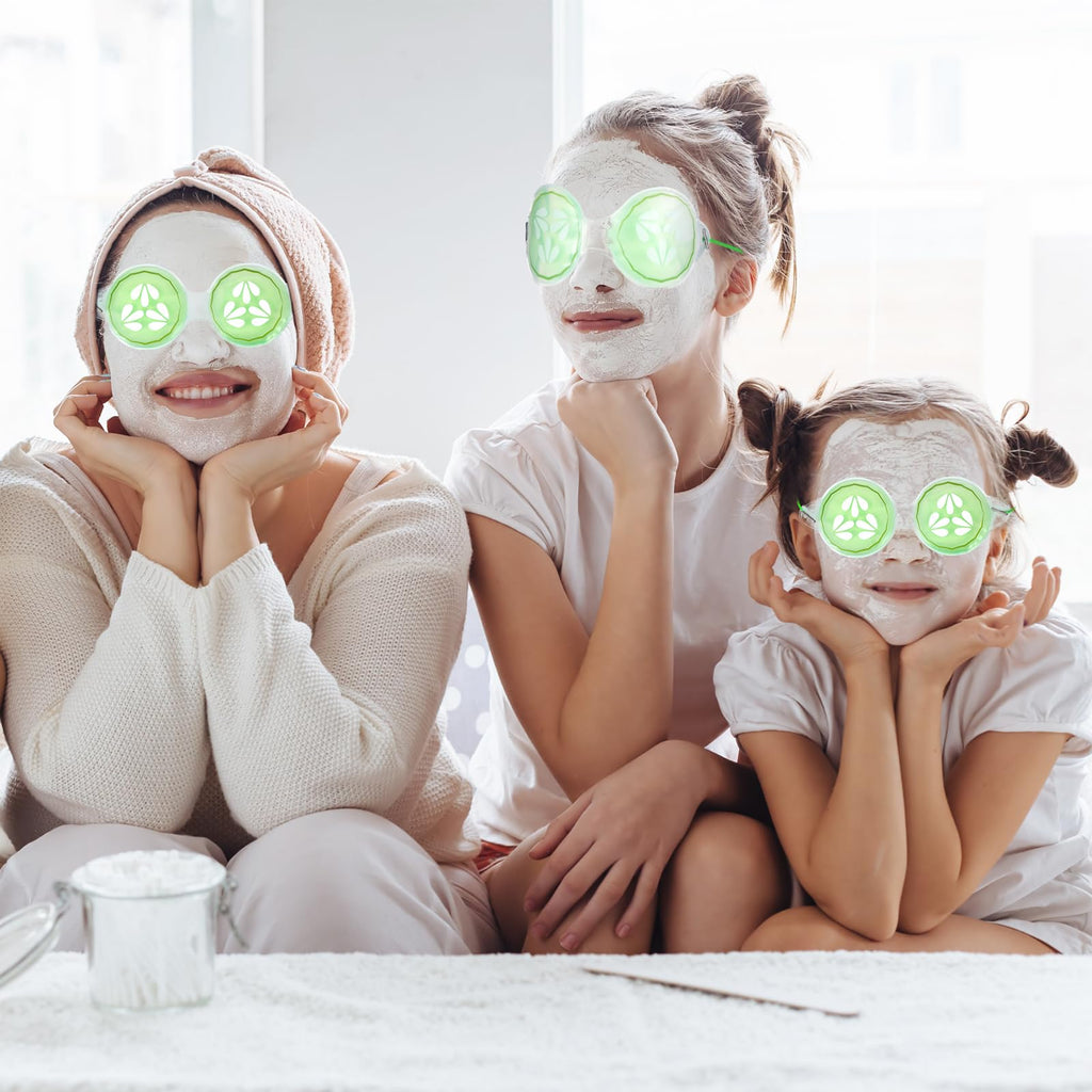 Skicuff 12 Pcs Hot and Cold Eye Pads Gel Eye Masks Reusable Relief Migraine Puffiness Relax Spa Party Favors Sleepover Slumber Party Supplies (Cucumber)