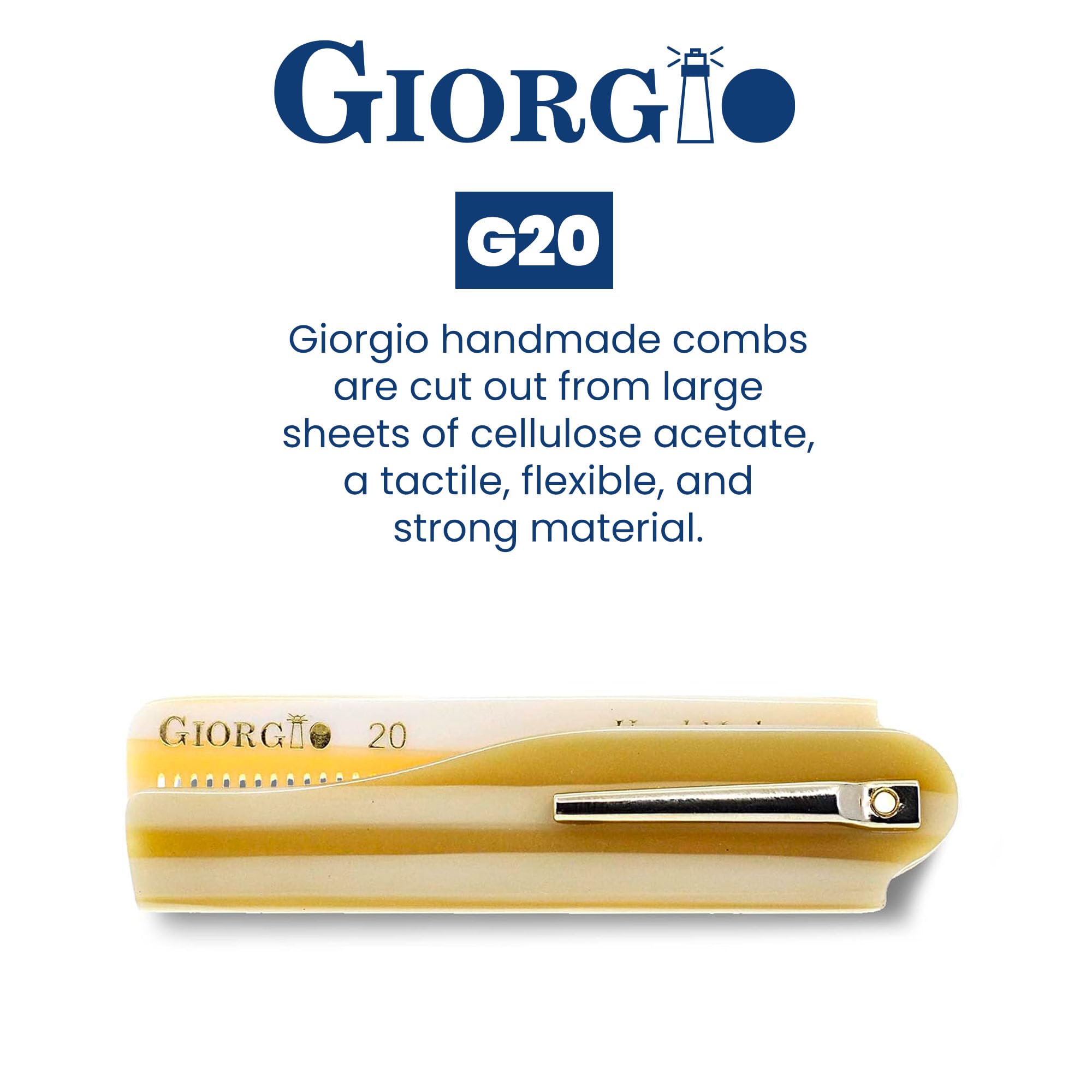 Giorgio G20 IVY Folding Fine Tooth Mustache and Beard Comb 6.5 Inches - Sawcut and Hand Polished Ivory Styling and Travel Comb for Everyday Hair Care