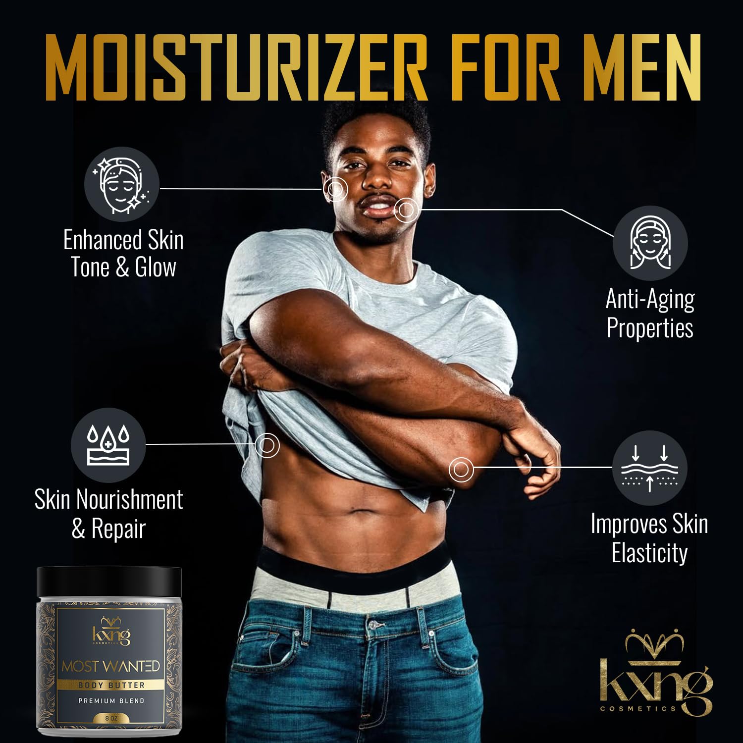 KXNG Premium Body Butter, Rich Shea Butter Moisturizer for Men & Women, Long-Lasting Hydration & Smooth Skin, Cruelty-Free Luxury Cream