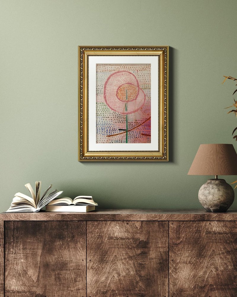 VIYYIEA Gold Framed Canvas Print - Vintage Abstract Flower Wall Art | Multicolor Home Decor 11x14in