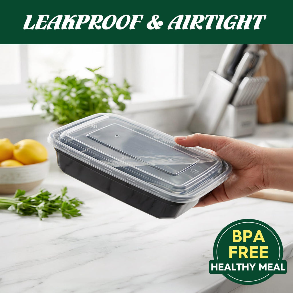 Glotoch Express Meal Prep Containers with Lids 32oz 100 Pack (200 Piece)
