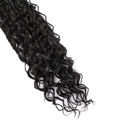 LYCSOU Goddess Box Braids Crochet Hair 1B - 18 Inch 8 Packs Crochet Box Braids Pre-looped Bohemian Boho Box Braids Crochet Hair with Curly Ends Synthetic Crochet Hair for Black Women