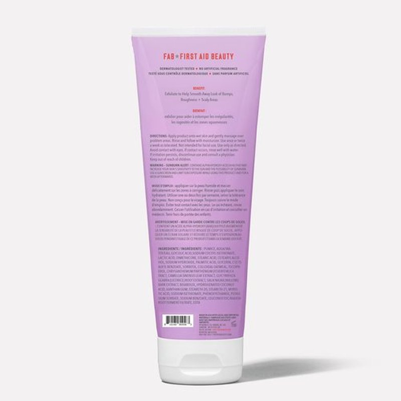 First Aid Beauty - KP Bump Eraser Body Scrub with 10% AHA, Keratosis Pilaris Skin Exfoliater with Glycolic and Lactic acids, Helps Reduce Chicken Skin Bumps, Safe for Sensitive Skin, 8 oz + Bonus, 2ct