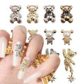 Bear Nail Art Decorations, Alloy Bear Nail Glitter Design, 24pcs Gold and Silver Metal Cute Bear Nail Rivet Rhinestone for Women Girls Manicure Charms Decoration, DIY Jewelry Making Craft Supplies
