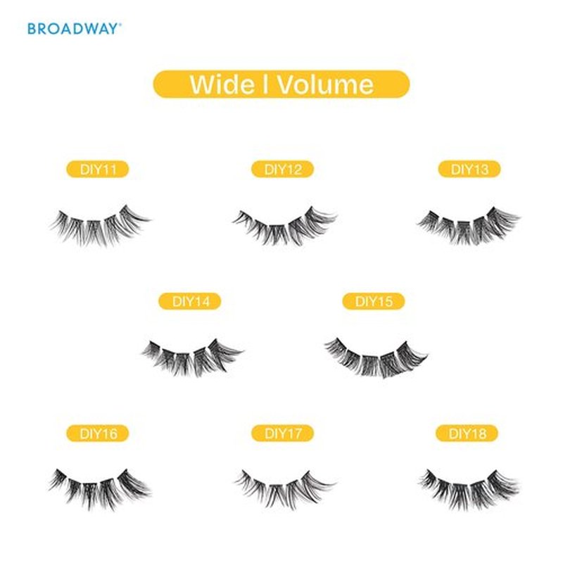 Broadway Lash Clusters, 9-16mm 70 pcs Assorted Volume False Eyelashes, Customizable DIY Individual Lash Extensions for Beginners, Lightweight & Comfortable Wide Band, Great for Everyday Glam