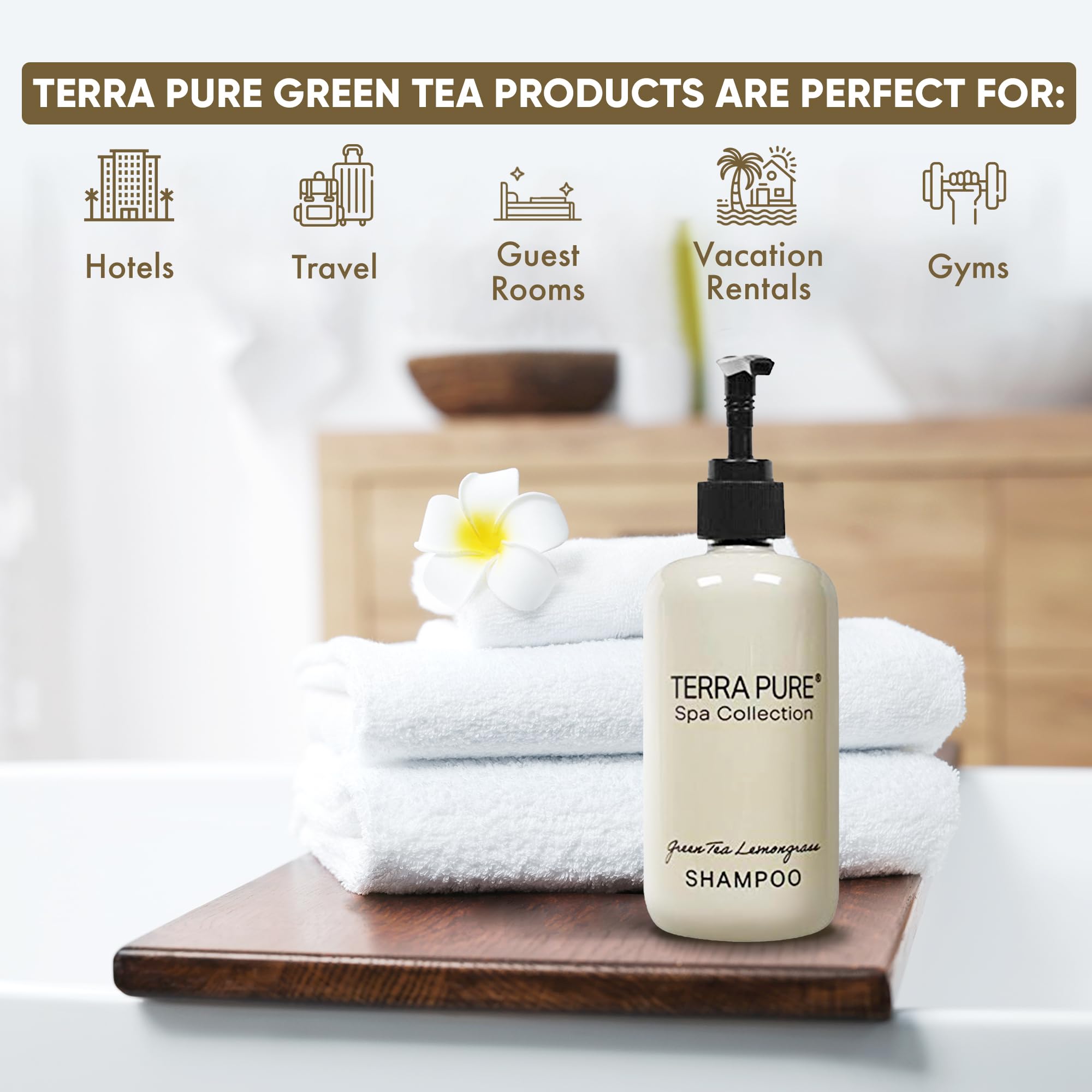 Terra Pure Shampoo | Spa Collection | Hotel Amenities in Pump Bottle | 10.14 oz. / 300 ml (Single Bottle)
