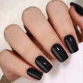 Short Square Press On Nails (Onyx) Reusable Natural Stick On Nails with Glue in 15 Sizes – 32 Soft Gel Fake Nails Kit
