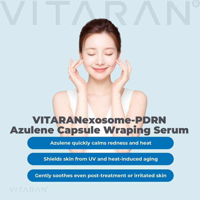 VITARAN exsome PDRN AZULENE CAPSULE WRAPPING SERUM, The rejuvenation energy of the original salmon PDRN. Azulene's skin calming effect, completion of glowing skin. Korean skincare