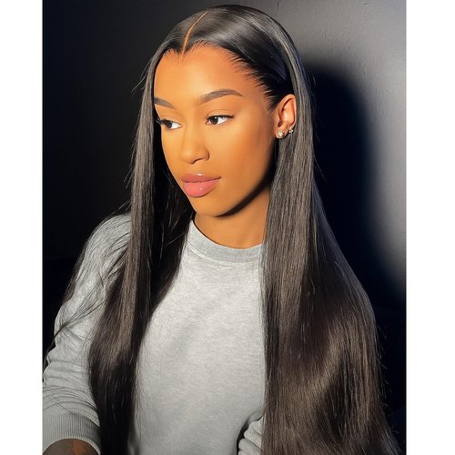 Ali Pearl Straight Wigs Human Hair Pre Cut 8x6 HD Straight Lace Front Wigs Ready To Wear Glueless Wigs Human Hair With Drawstring Pre Plucked M Hairline Wigs For Black Woman 14 Inch