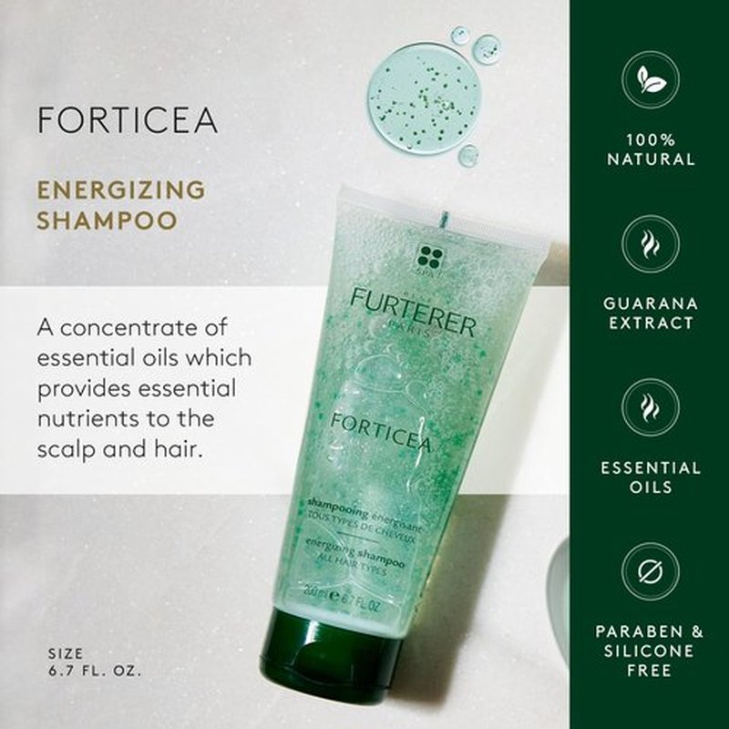Rene Furterer Forticea Strengthening Shampoo - Revitalize Scalp with Rosemary & Niacinamide - Sulfate-Free, Gentle Daily Use