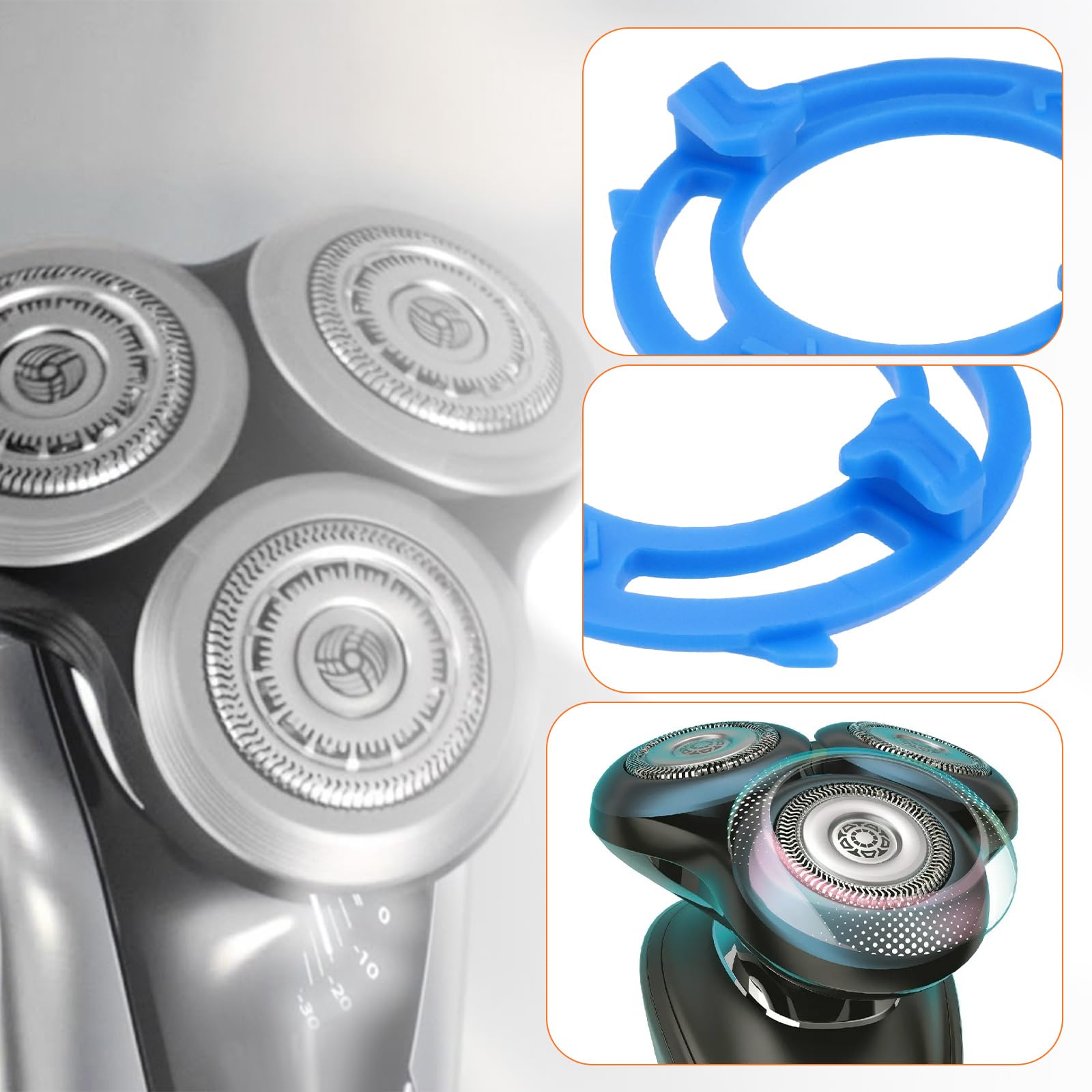 LT Easiyl 10pcs Shaver Blade Retaining Rings Blade Holder Clip Clips Compatible with Philips S5008 S5010 S5011 S5013 S5015 Shaving Blue