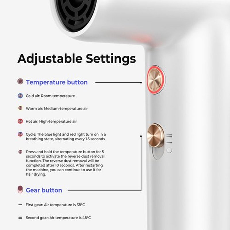 Mini Hair Dryer, 4-Temp High Speed Ionic Hair Dryer, 2-Speed Lightweight Portable Small Hair Dryers, 110,000 RPM Hair Blow Dryer Travel Blow Dryer with Self-Cleaning Styler & Advanced Protection