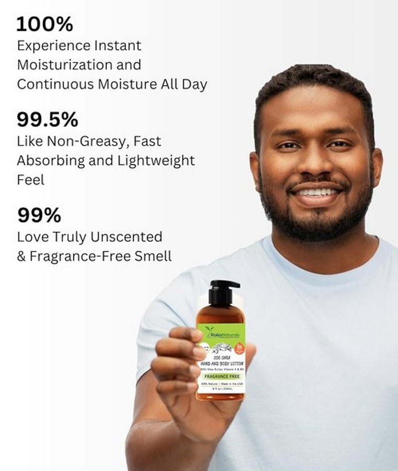 RaGaNaturals Body Lotion - Natural Unscented Hydrating Moisturizer with Shea Butter & Vitamin E - 8 Oz