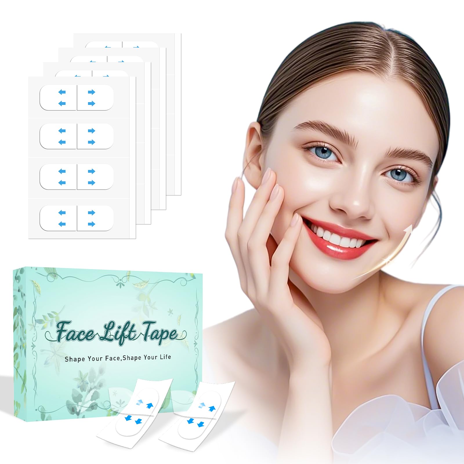 Neck Tape Lifting Invisible, Face Lift Tape Instant Facelift Under Makeup, V Edge Patches Skin Lifter Tapes for Turkey Neck, Loose Sagging Skin, Wrinkle, Jowl, Eye, Double Chin (1 Count (Pack of 240))