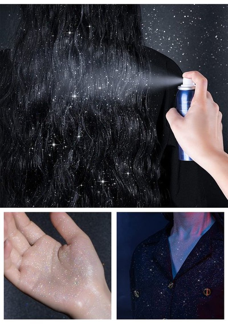 2 Pcs Body Glitter Spray, Perfect Body Glitter for Music Festival Stage Makeup and Festival Rave Shimmer Spray Highlighter Makeup.