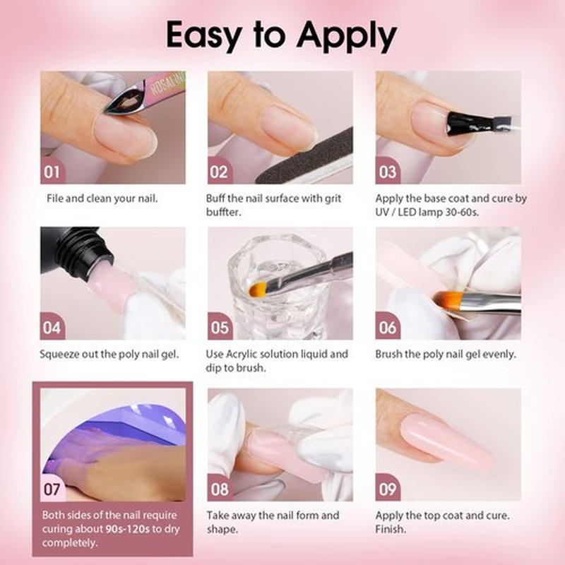 ROSALIND Christmas Poly Nail Gel Set, 8 Colors Mini Clear Neutral Poly Extension Gel Set, Nude Pink Builder Extension Kit for Nail Art Design Easy DIY Gift for Women