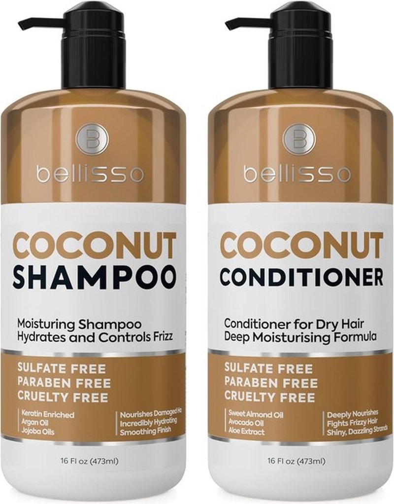 Skiennix Coconut Shampoo & Conditioner Set - Sulfate-Free, Deep Moisturizing Formula for All Hair Types | 16 Fl Oz (Set of 2)