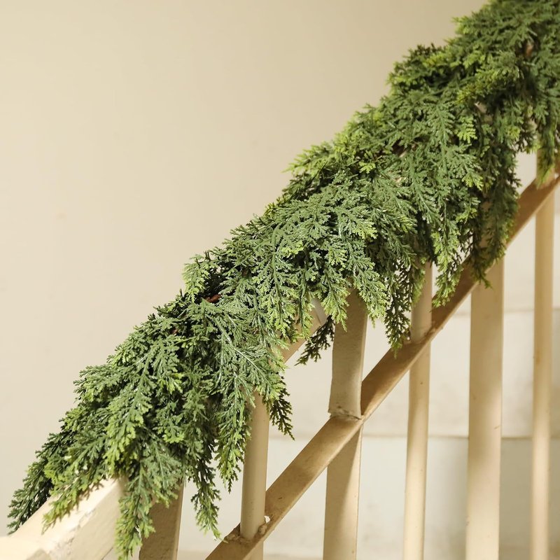 Bdor 6ft Artificial Cedar Garland - Realistic Faux Greenery for Holiday Decor | Perfect for Mantels, Staircases & Doorways
