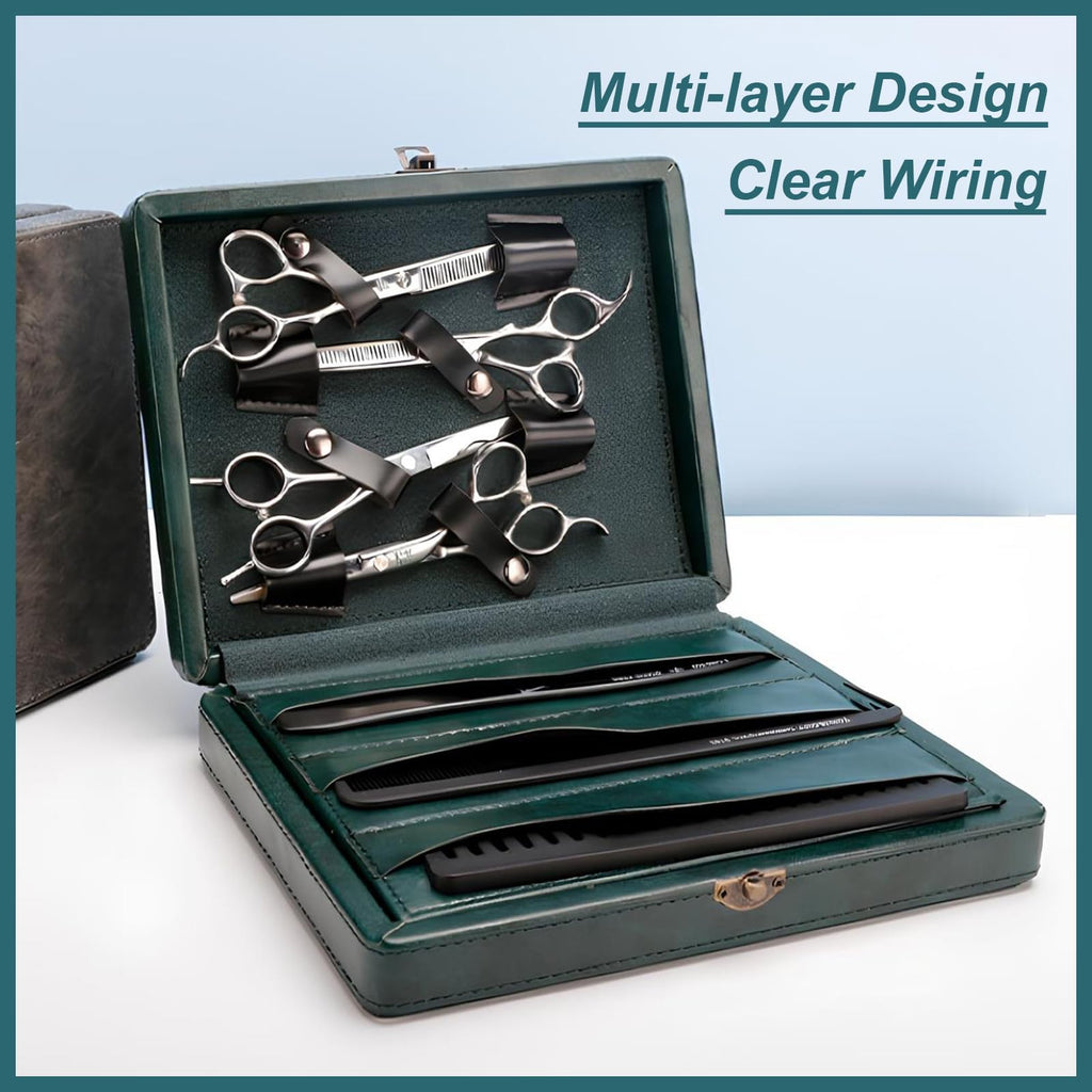 Brrnoo Classic Hair Scissor Storage Box, Large Capacity PU Leather, Hairdressing Scissor Storage Box, Shears Case