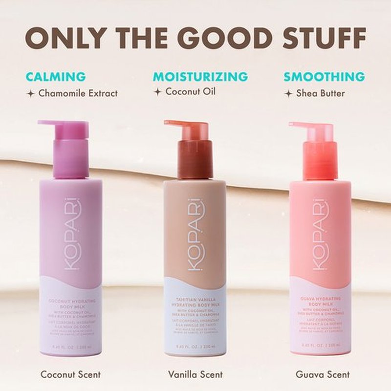 Kopari Hydrating Body Milk Lotion, Smooth Lightweight Feel, Deep Moisture for Instant Silky Skin, Infused with Shea Butter & Chamomile, Vanilla