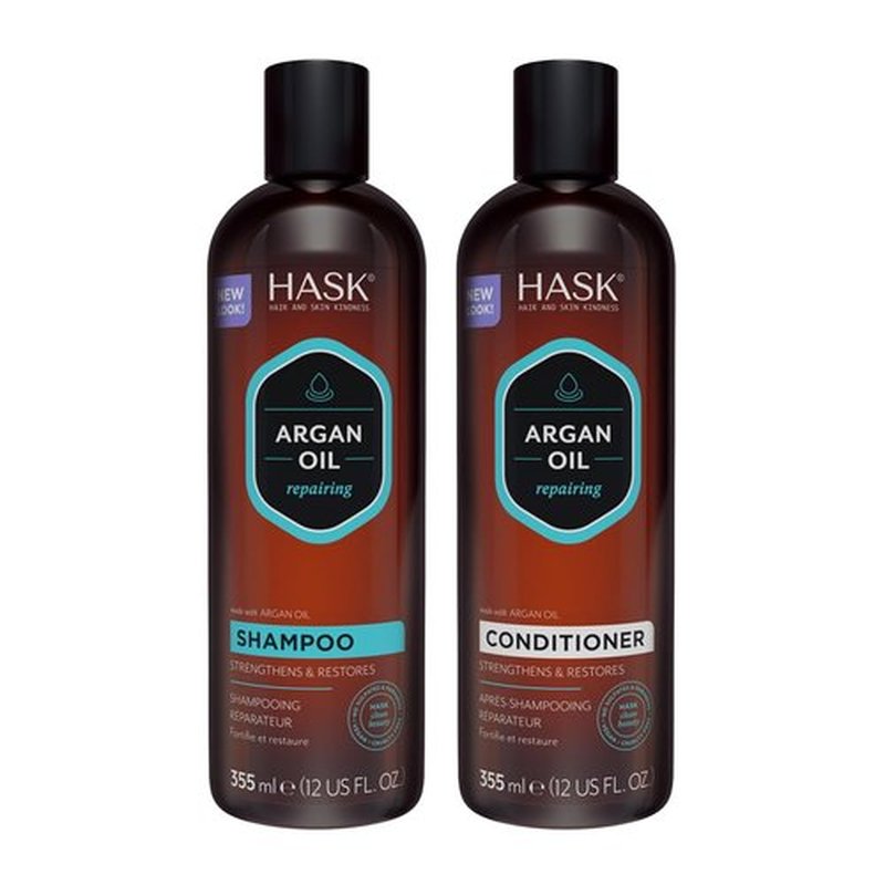 HASK Argan Oil Shampoo & Conditioner Set - Color Safe, Sulfate-Free, Paraben-Free | 12oz Each