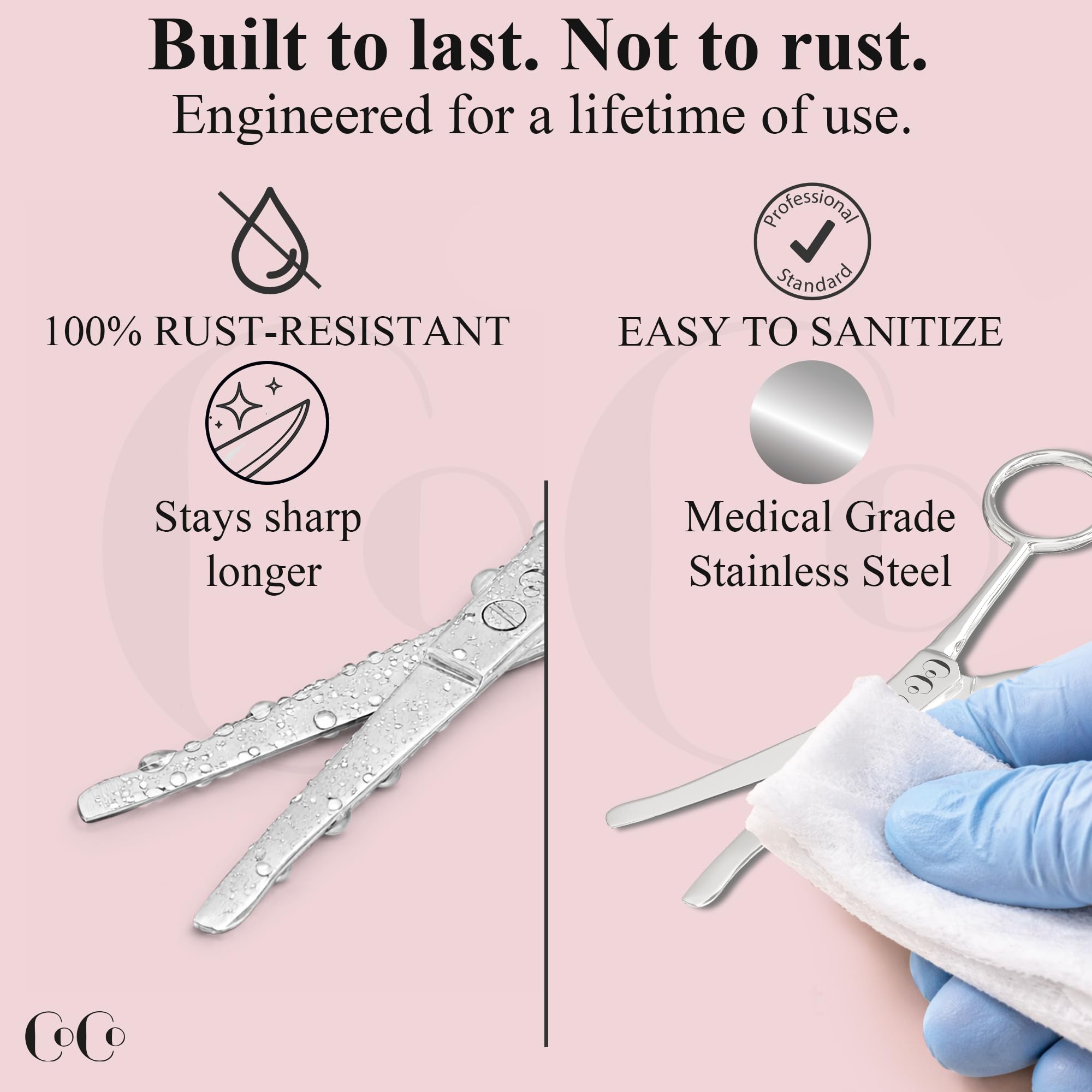 Coco's Rounded Safety Nose & Ear Hair Scissors – Precision Stainless Steel Grooming Tool for Men & Women, Eyebrow & Facial Hair Trimming, Mustache, Beard, Baby Nail & Pet Care