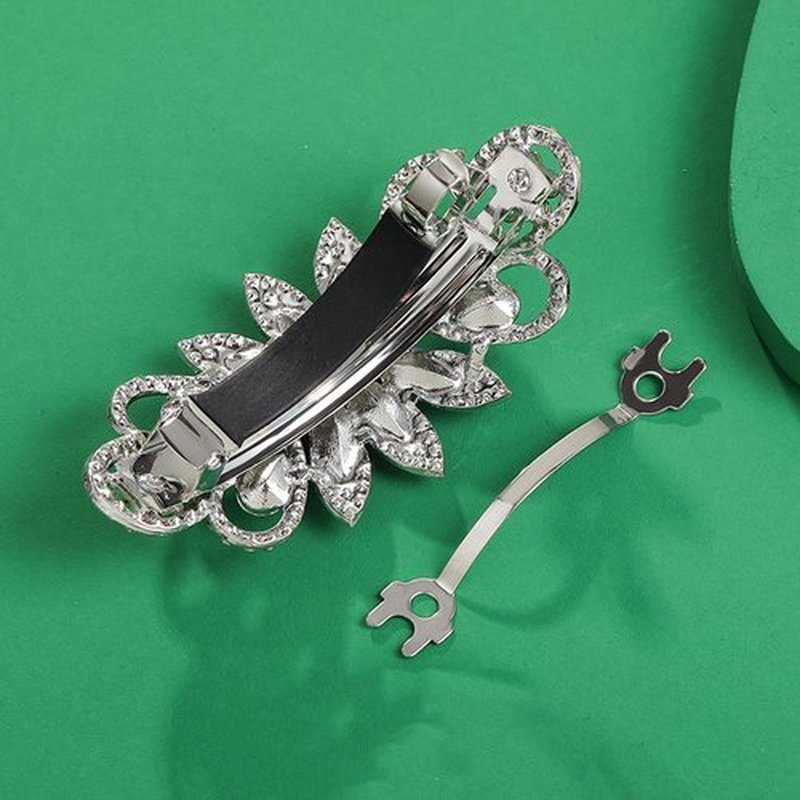 Sankuwen Flower Rhinestone Hairpin Luxury Jewelry Designed Hair Accessory French Barrette Hair Clip (Champagne)