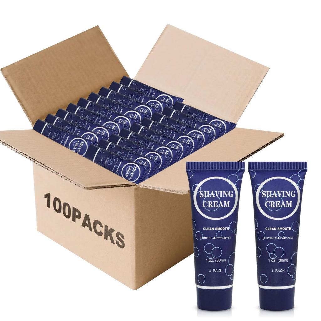Travel Shaving Cream for Men, Individually Wrapped Mini Shaving Cream in Bulk, Disposable Travel Size Toiletries Amenities Vacation for Hotel, Shelter/Homeless/Nursing Home/Charity 1 Oz (Pack of 60)