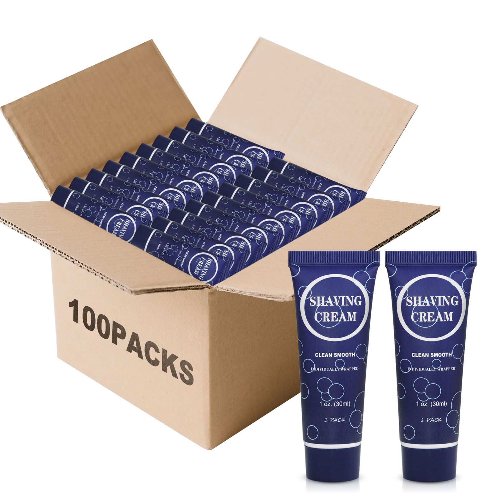 Travel Shaving Cream for Men, Individually Wrapped Mini Shaving Cream in Bulk, Disposable Travel Size Toiletries Amenities Vacation for Hotel, Shelter/Homeless/Nursing Home/Charity 1 Oz (Pack of 60)
