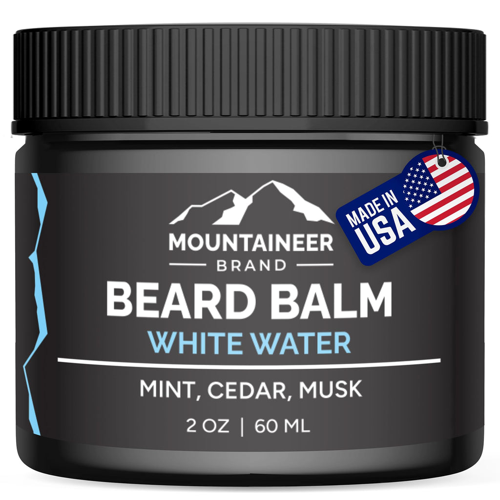 Mountaineer Brand Natural Beard Balm with White Water Scent | Scents Inspired by Nature | Beard Butter for Men | Leave in Condidtioner | Hydrates, Softens and Tames | Made in West Virginia | 2oz