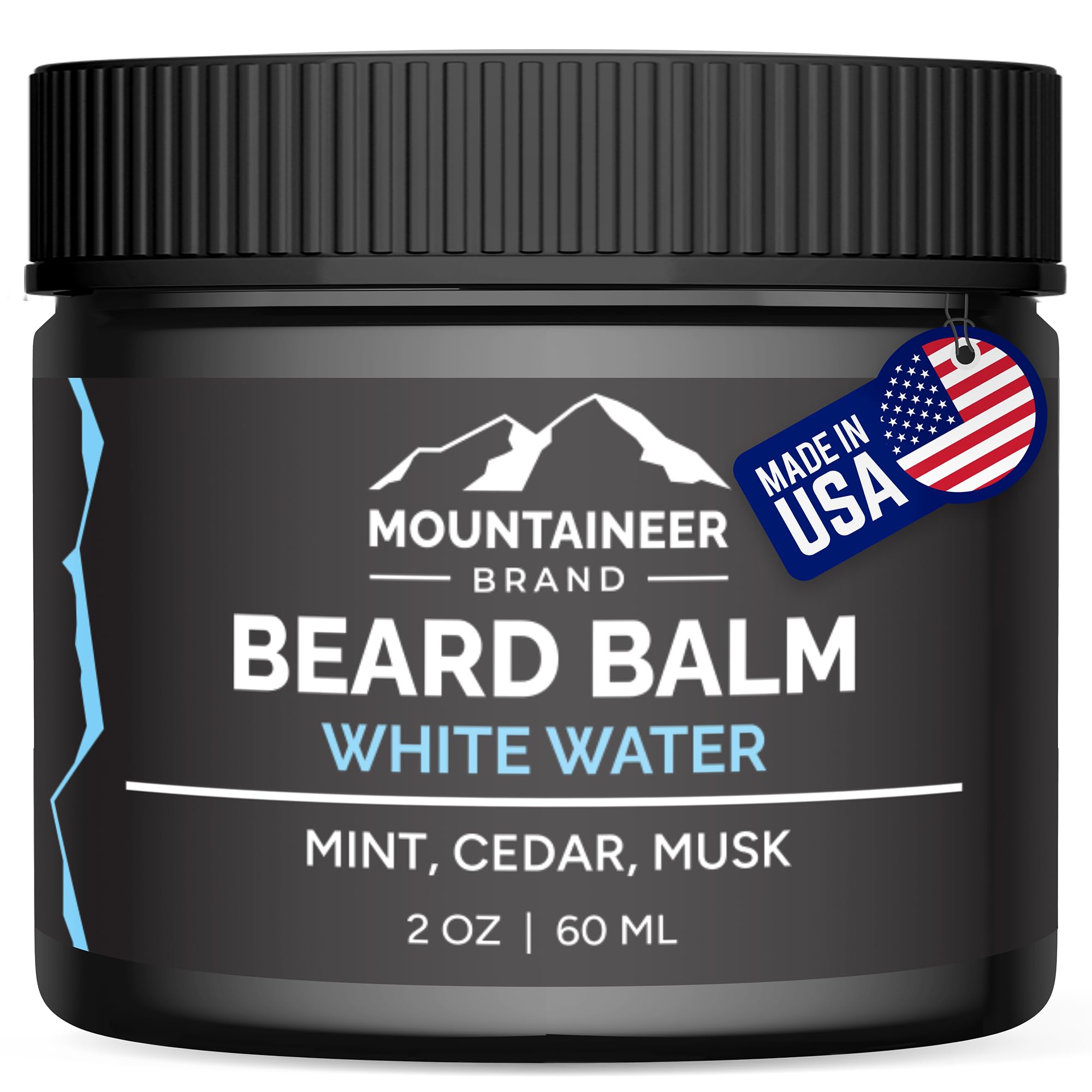 Mountaineer Brand Natural Beard Balm with White Water Scent | Scents Inspired by Nature | Beard Butter for Men | Leave in Condidtioner | Hydrates, Softens and Tames | Made in West Virginia | 2oz
