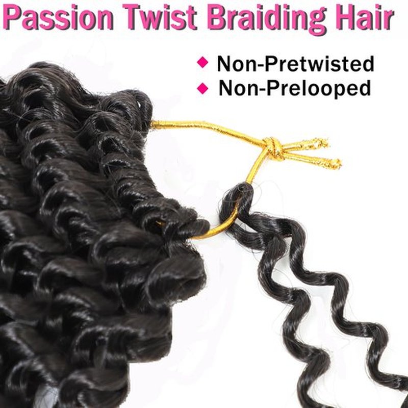 Ahrencan Passion Twist Hair-14 Inch 7 Packs Water Wave Crochet Hair,Black Curly Wrapping Hair For Women Braiding Passion Twist/Butterfly Locs/Spring Twists Crochet Braids(14 Inch, 1B#)