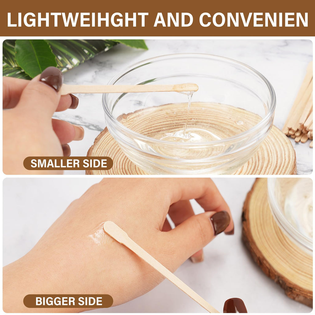 MMonDod Wooden Wax Spatulas, Small Eyebrow Removal Applicator Sticks Waxing