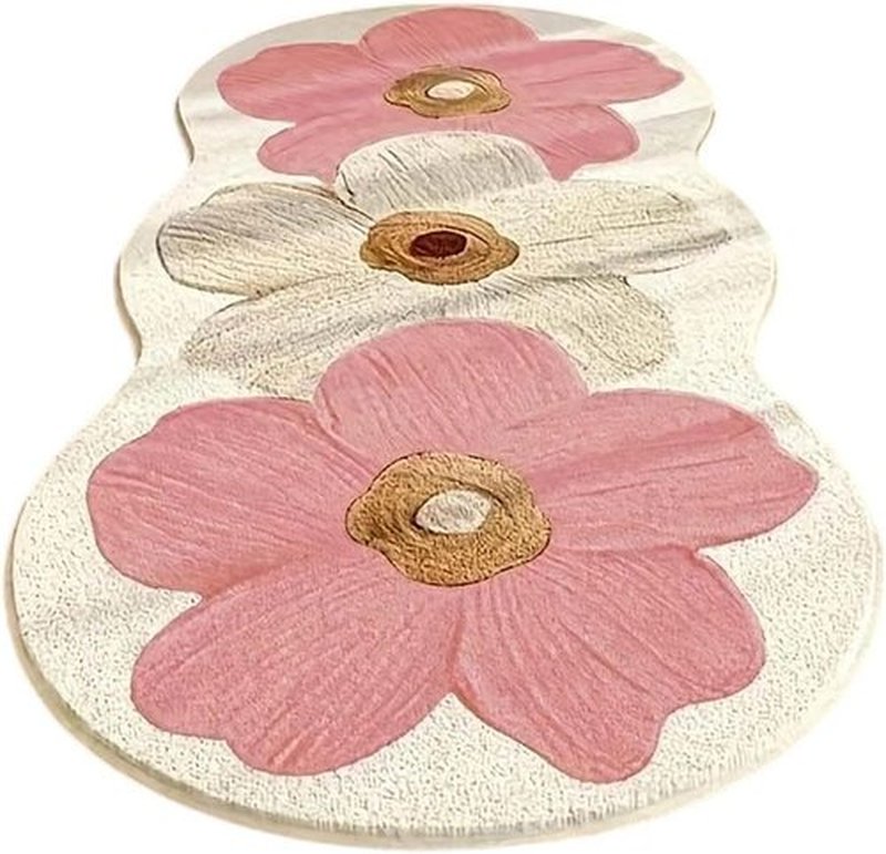 Regine Switzerland Spring Floral Pattern Rug - Soft Non-Slip Bedroom Floor Mat | 47.2" x 15.7" Pink Home Decor