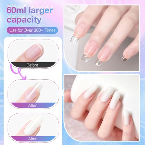 GELLAKTIK All-in-One Solid Builder Nail Gel Kit: 60g Hard Gel with 3D Mold, 6-Color Powders & Nail Art Tools (Nail File, Cuticle Pusher, Pen), Non-Sticky for Nail Extension, DIY Salon, UV/LED Cured
