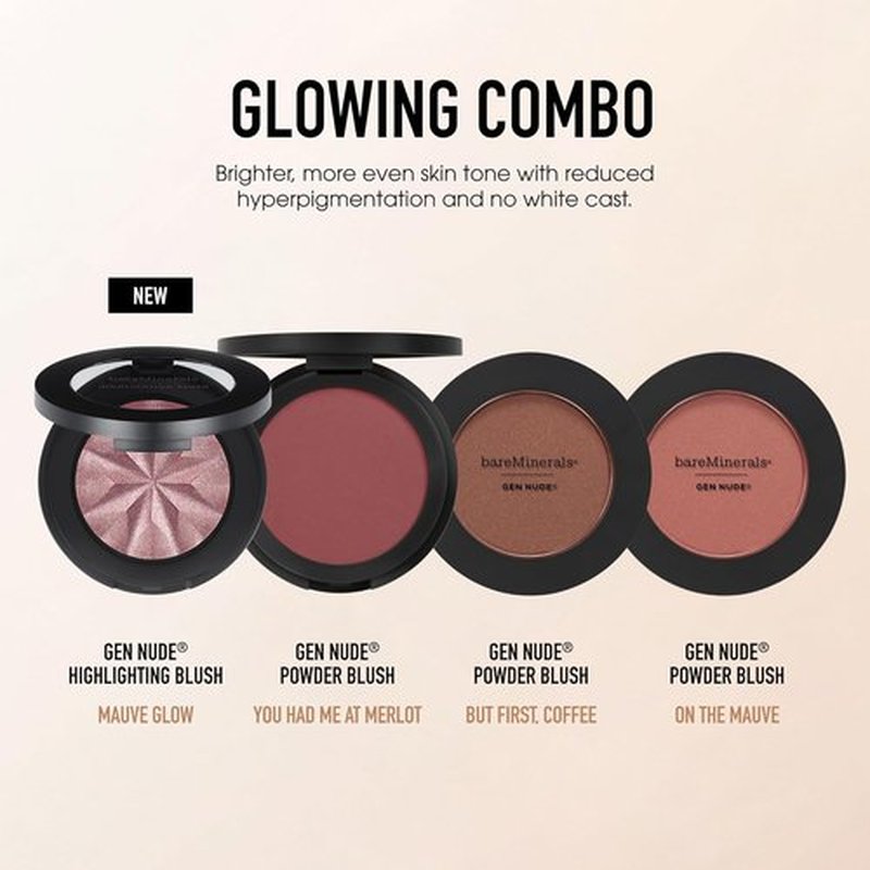 bareMinerals Gen Nude Blush & Highlighter - 2-in-1 Silky Face Makeup, Talc-Free, Vegan, All-Day Wear