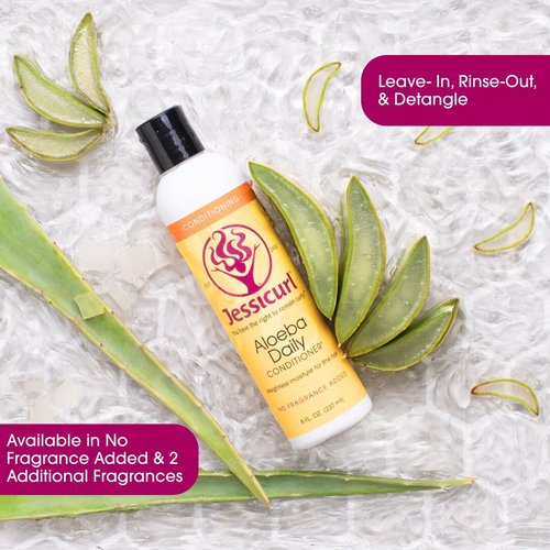 Jessicurl Aloeba Daily Conditioner - Nourishing Leave-In for Curly Hair, Citrus Lavender, 8 Fl Oz