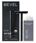 Bevel Safety Razor - Brass Weighted Handle with 10 Double Edge Blades | Designed for Coarse Hair, Black