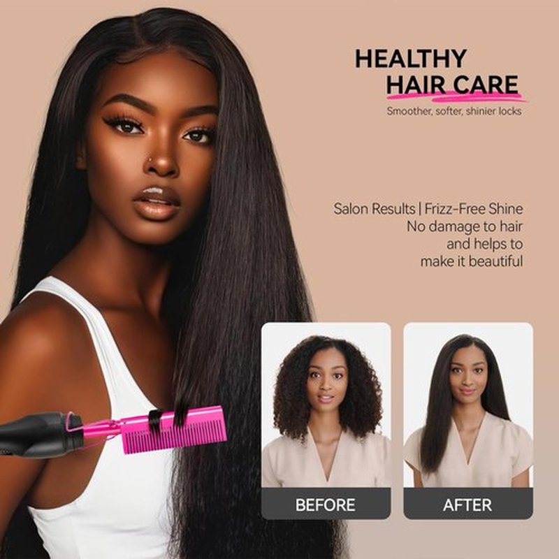 Electric Hot Comb for Wigs, Straightening Comb, Plug-In Hair Straightener for Black Hair