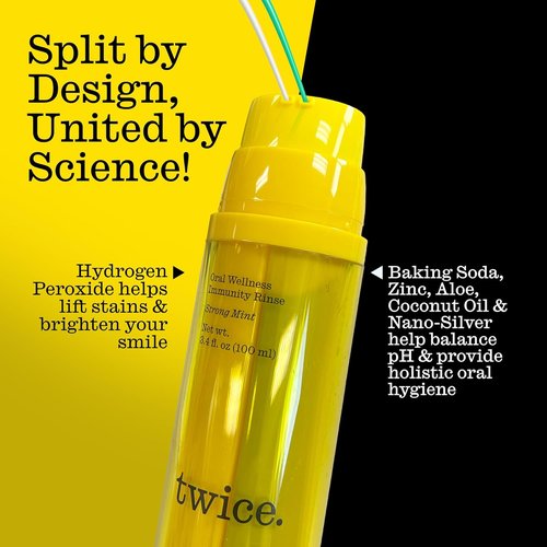 Twice Immunity Mouthwash - pH Balanced, Alcohol-Free, Ultra Concentrated, Strong Mint Flavor | 3.4oz, 70 Uses