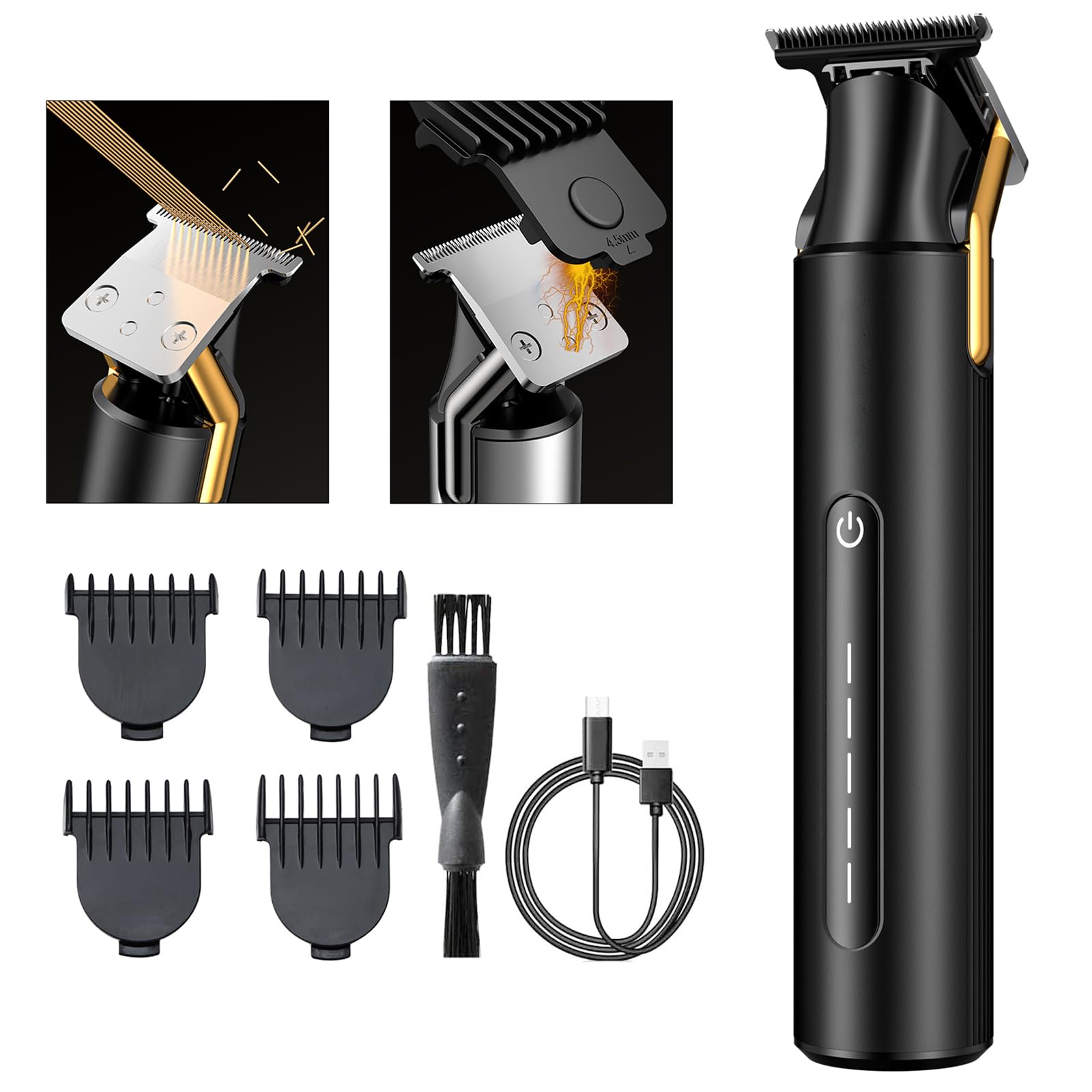 KOMINGDON Hair Trimmer for Men,Professional Barber Trimmer,Cordless T-Blade Hair Clippers Precision Edgers T Liners Rechargeable Beard Trimmer,Waterproof Haircut kit,Long-Lasting Battery