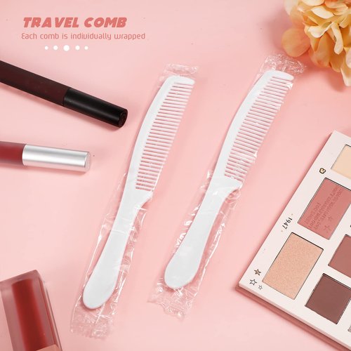100 Packs Individually Wrapped Combs Disposable Plastic Hair Combs in Bulk Set for Travel, Hotel, Shelter, Homeless, Nursing Home, Charity, Church, 6.5 Inch Long(White)