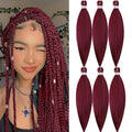 MSBELLE Red Braiding Hair Pre Stretched,20 Inch 6 Pack Prestretched Braiding Hair Extensions for Women Synthetic Soft Yaki Texture Crochet Braids Hair Extensions (Burgundy 900#)
