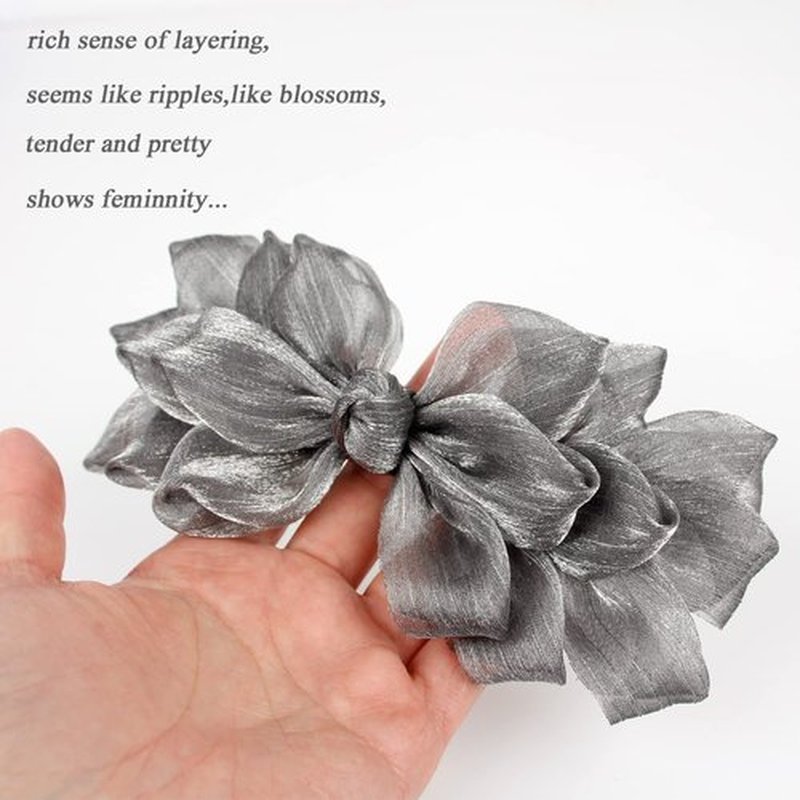 Elegant Barrettes for Women Black and Silver Big Bow Barrettes for Women Decorative Flower Hair Barrettes for Party and Wedding 2pcs