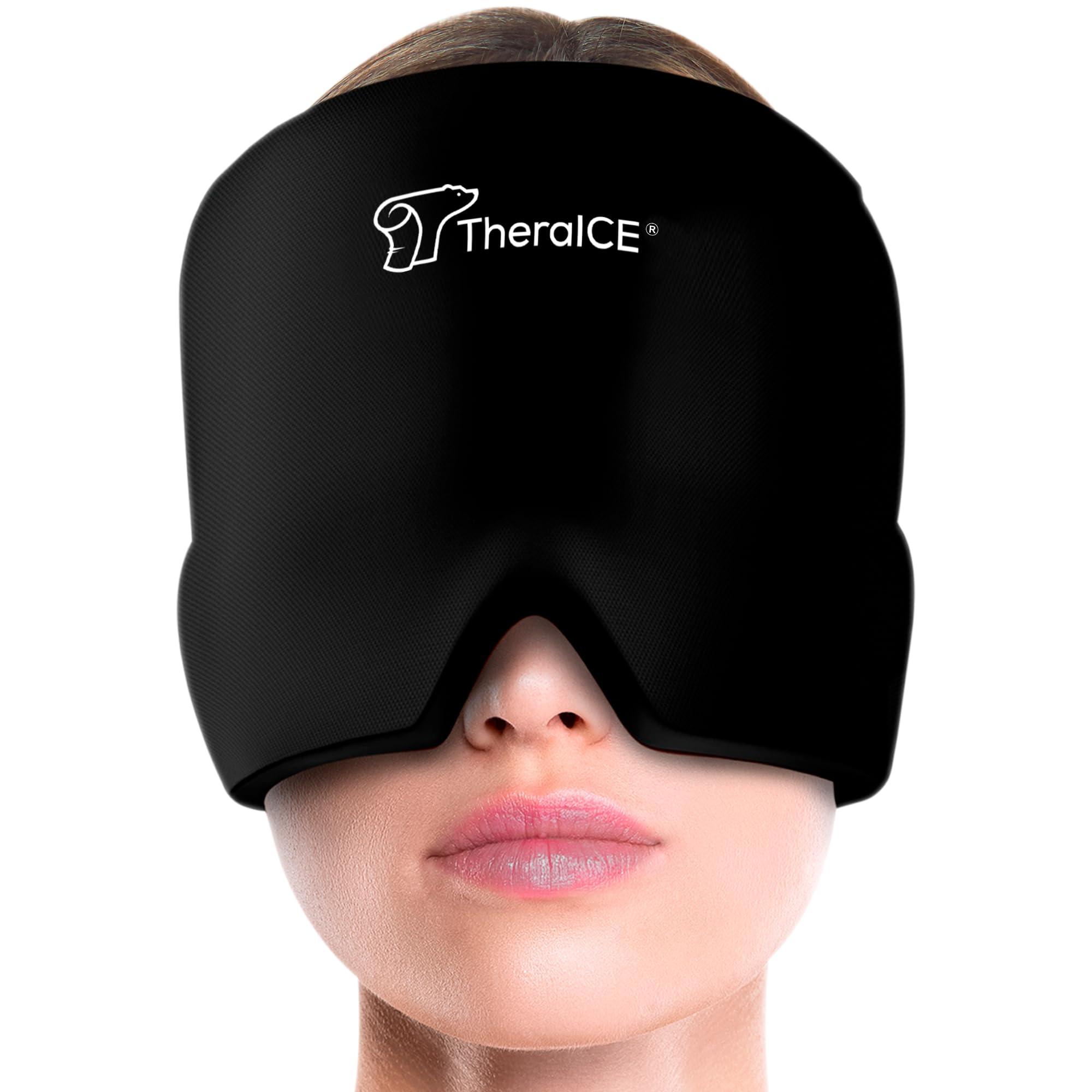 TheraICE Migraine Relief Cap | Soothing Headache Hat Ice Pack Mask | Face Cold Compress Cooling Gel Head Wrap Products for her Sinus Tension Stress Hangover & Puffy Eyes | Great Birthday Gift for Mom