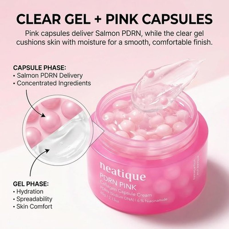 PDRN Capsule Cream - Firming & Hydrating Face Moisturizer with 6% Niacinamide | 2.13 oz Pink Cream for Plump, Smooth Skin