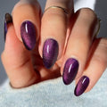 JMEOWIO Gel Nail Stickers Deep Purple Cat Eye Semi Cured Gel Nail Strips Wraps UV/LED Nails Art Design Decoration Accessories