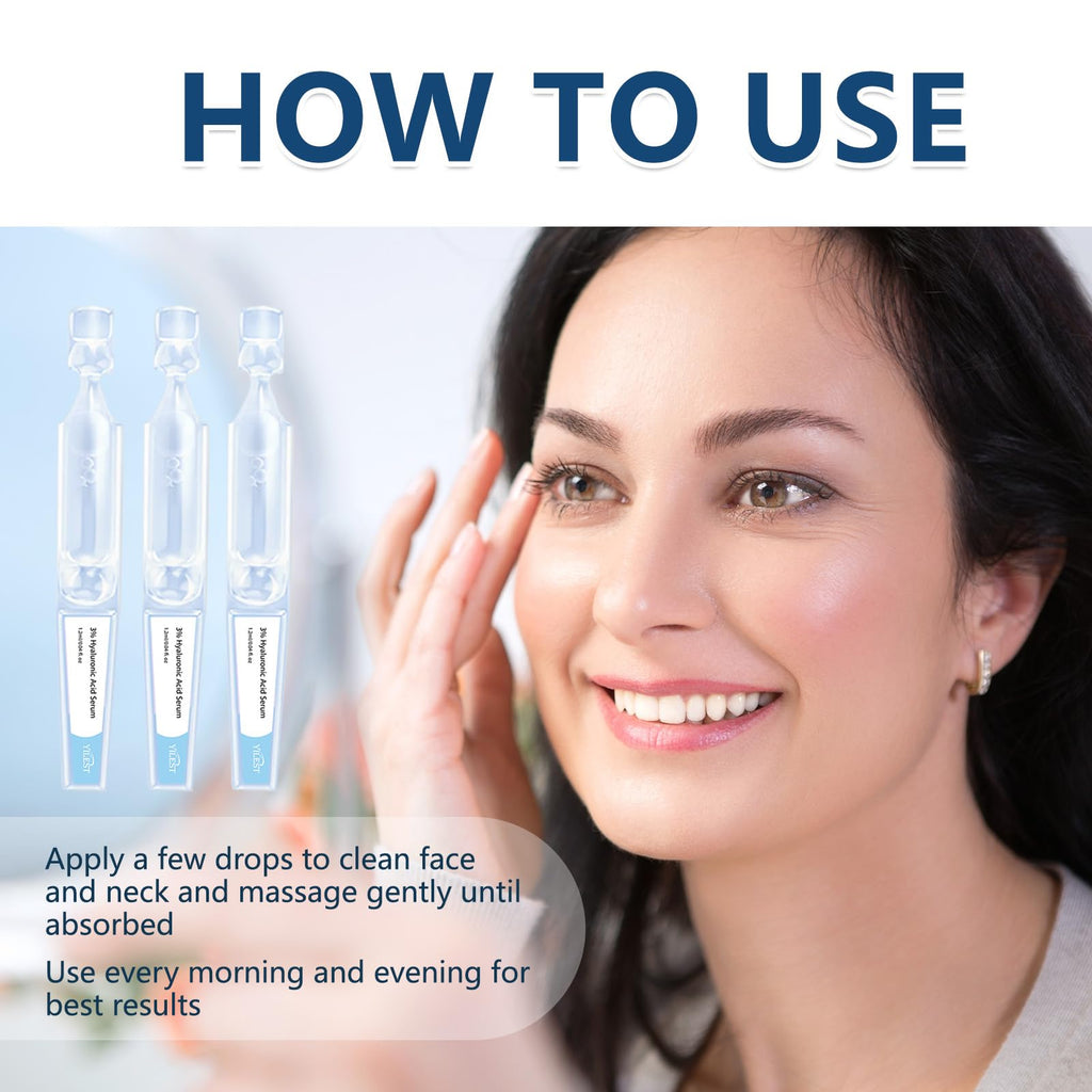 3% Hyaluronic Acid Serum Ultra-Hydrating Vials, Hyaluronic Acid Tubes, Wake Nature Perfection Hyaluronic Acid, 3% Hyaluronic Acid Serum for Face, Ultra Hydrating Serum (1 Box of 30)