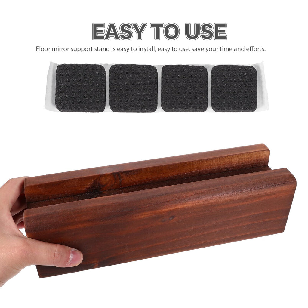 Uonlytech Floor Mirror Stand Wooden Support Base 9.84X3.14X2.75 Inch Stable Mirror Holder for Full Length Home Entryway Bathroom Use