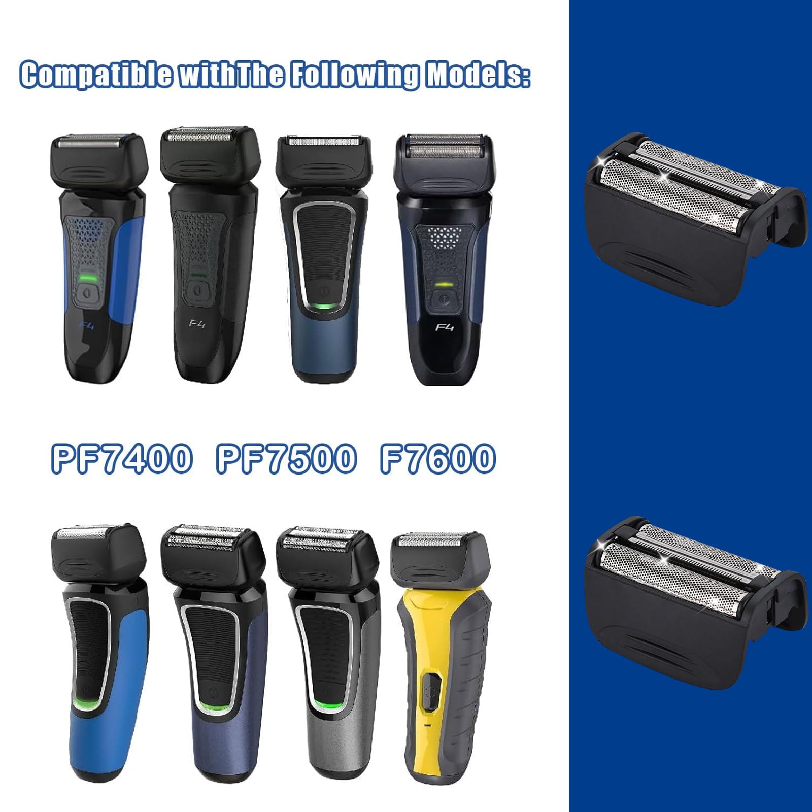 2PCS Shaver Replacement Foil Compatible with Remington PF7400, PF7500, and PF7600 Foil Shavers，Black